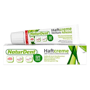 Naturdent Haftcreme | Die erste natürliche Haftcreme | Wasserunlöslich - kein Ausspülen, Nur 1 x täglich | 100% Lebensmittelinhaltsstoffe, Vegan, Keine chemische Belastung des Körpers | 40g
