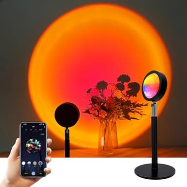 GY Mesh Sunset Lamp,Smart Sonnenuntergang Lampe mit Bluetooth Mesh Technologie,360°Sunset Projektionlampe Farbwechsel mit Musiksynchronisation Lampe für Tiktok,Wohnzimmer-Dekoration, APP Control
