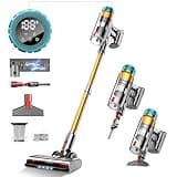 55000Pa/600W Akku Staubsauger Kabellos 55Mins Laufzeit, Wandmontierte Ladestation, Akkustaubsauger Cordless Vacuum Cleaner mit Smart Display Anti-Verhedderung-Bürste für Teppich Hartboden Tierhaare