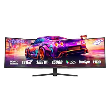 Viewedge 49 Zoll Curved Ultrawide Gaming Monitor 120 Hz, 1 ms, 32:9 DQHD 5120 × 1440, R1500, 110% sRGB, DisplayPort, HDMI, Unterstützung für Crosshair und Wandmontage