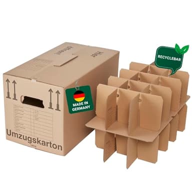 BB-Verpackungen 5x Gläserkartons Umzugskartons 2-wellig 15-30 Fächer (5 Stück) | stabil, stapelbar, bruchsicher & bis 40kg Tragkraft