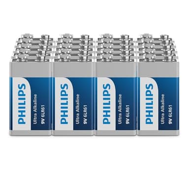 Philips Ultra 9V Alkali-Batterien, 6LR61 - Für Rauchmelder und Radios, 20 Stück