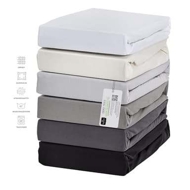 Premium Bettlaken Spannbettlaken, Matratzenhöhe bis 26 cm, Spannbetttuch aus Baumwolle & Elasthan 185 g/m², Oeko-TEX Made IN Green, 90x200-100x200 cm Silber