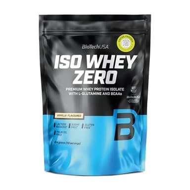 BioTechUSA Iso Whey Zero | Premium Whey Protein Isolate | Grass-Fed | Enzyme-Free | Sugar- and Gluten-free, 454g, Vanille