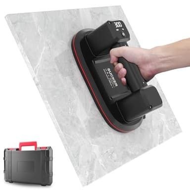 Swetfela Akku Saugheber, 4000 mAh Akku, 26 CM Durchmesser, Für Fliesen, Glas, Marmor, 2 Motoren, 300 kg Saugkraft, LCD-Anzeige Für Saugkraft & Akkulaufzeit, Elektrischer Saugheber Fliesenheber ür Fli