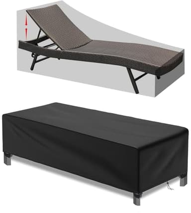 1 Stück Gartenliege Abdeckung mit verstellbarem Kordelzug, Wasserdicht, UV-Beständiges, reißfest, Schwerlast 500D Oxford Sonnenliege Abdeckung, schutzhülle für Gartenliege 200 x 68 x 30cm - Schwarz