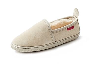 Reissner Lammfelle | Engel Hausschuhe Java | Veloursleder | Innenfutter echtes Merino Lammfell aus Australien | kuschelige Slipper | 39 beige