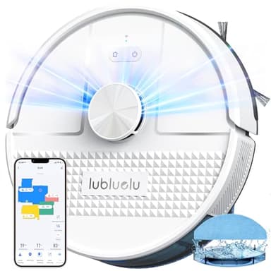 Lubluelu Saugroboter mit Wischfunktion 3-1, 5000Pa Staubsauger Roboter mit Lasernavigation, Roboterstaubsauger SL68 mit Anti-Siphon-Technologie, 150 Min Laufzeit, APP Steuerung, 24 No-Go Zonen (Weiß)