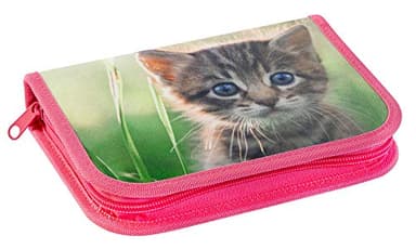 Eberhard Faber 577557 - Federmäppchen Katze, mit 42 Schreibutensilien, Schüleretui befüllt
