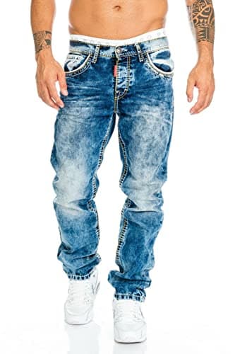 Cipo & Baxx Herren Jeans Hose mit Nähten, 31W / 32L, Blau