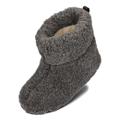 BeComfy Warme Hausschuhe Damen Herren Hüttenschuhe aus Schafwolle (Anthrazit, EU Schuhgrößensystem, Erwachsene, Numerisch, M, 43)