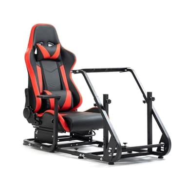 Dardoo Racing Simulator Cockpit mit rotem Sitz Racing Lenkrad Ständer Passend für Logitech G920 G923, Thrustmaster, Fanatec Kompatibel mit Playstation 4, Lenkrad und Pedale Nicht inbegriffen