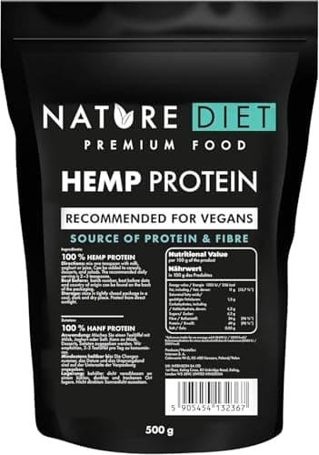 Nature Diet Hanfprotein | 500 g | Pflanzliches Proteinpulver | Reich an Ballaststoffen | Vegan, Glutenfrei & Laktosefrei | Ideal für Smoothies, Shakes & Backen