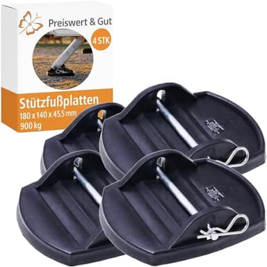 Preiswert & Gut 4x Wohnwagenstützfußplatten – Unterlegplatten & Stützplatten für Kurbelstützen, 900 kg Belastungsgewicht, 180x140x45 mm – Wohnwagen Zubehör, Stützplatten Wohnwagen, Unterlegplatten