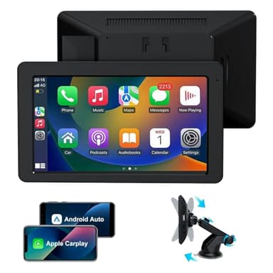 Carplay Display, 7" Apple Carplay, Android Auto Display mit GPS Navigation, Freisprecheinrichtung, Bluetooth 5.2, Mirror Link, FM, Einfacher Einbau