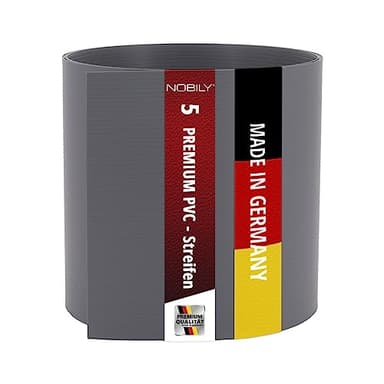 Premium Zaunsichtschutz HART-PVC / 5 x Streifen 2,525 m/Höhe 19 cm Fenstergrau - Zaun Sichtschutzstreifen Fachhandelsware für Doppelstabmattenzaun Zaun Sichtschutz grau- keine Folie
