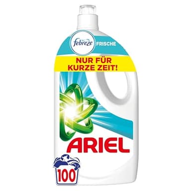 Ariel Flüssigwaschmittel, 100 Waschladungen Universal+ Waschmittel, Mit der Frische von Febreze, Kraftvolle Fleckenentfernung schon ab der 1. Wäsche