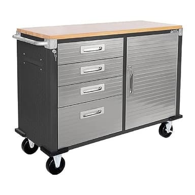 Seville Classics Fahrbare Werkbank mit 4 Schubladen, 121,9 x 50,8 x 95,2 cm, graphit