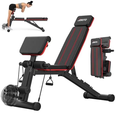 JOROTO Verstellbare Hantelbank, Klappbar Trainingsbank, 350KG Last Krafttraining Bänke für Home Gym Ganzkörpertraining, Römischer Stuhl Hantelbank, Rückentrainer