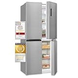 Exquisit Multidoor MD365-125-040D inoxlook | 362 l Volumen | Multi Door Kühlschrank NoFrost | Cross Door Kühl-Gefrierkombination | Frischefach | Alarm | LED-Display…