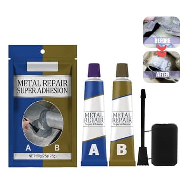 2 Komponenten Kleber für Metall, Metallkleber Hitzebeständig, Magischer Schweißkleber, Schweissnaht Sekundenkleber Metall Reparatur Paste A+B Glue-Industrielle Epoxidharz Kleber 50 Gramm