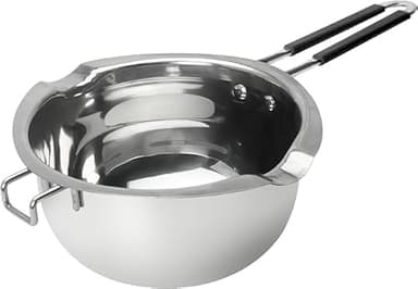 JEMESI Schokobrunnen -1200ml Chokoladen Schmelztiegel Edelstahl 304 - Wasserbad Schmelzschale,für Schokolade Zucker Butter Käse Karamell Kerzen, mit Hitzebeständigem Griff