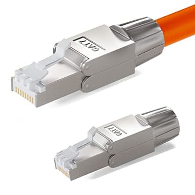 HB-DIGITAL 2x CAT 7 RJ45 Stecker Netzwerkstecker für starre LAN Kabel Verlegekabel Ethernet - werkzeuglos LSA - 10 Gbit/s AWG 22-24 vollgeschirmt STP 50μ vergoldete Kontakte