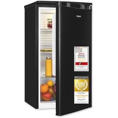 Exquisit Vollraumkühlschrank 75 Liter, Freistehend, Kühlschrank klein und kompakt, 45cm Breit, LED-Innenbeleuchtung, KS585-V-091E (Schwarz)