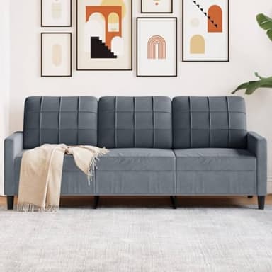 Emmtore Sofa 3-Sitzer, Polstersofa für Wohnzimmer, Couch Loungesofa Metallgestell, Dreisitzer Samtsofa Sitzmöbel, Modern, Samt Dunkelgrau,180 cm