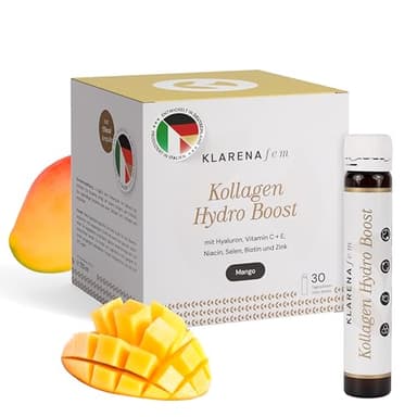 Kollagen Trinkampullen – 30 Stück für 30 Tage – 2500mg CollaSel PRO® Hydro Boost – Collagen 8-in-1 Beauty Formel mit Hyaluron, Vitamin C+E, Zink, Selen, Niacin & Biotin – KLARENA