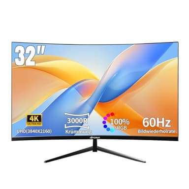 CRUA 32" 4K 60Hz UltraWide 3000R Curved 4K UHD Monitor - Immersive Gaming Experience with Refresh Rate, VA Panel, and Adptsync Premium | HDR10 | 100% sRGB | 3840x2160