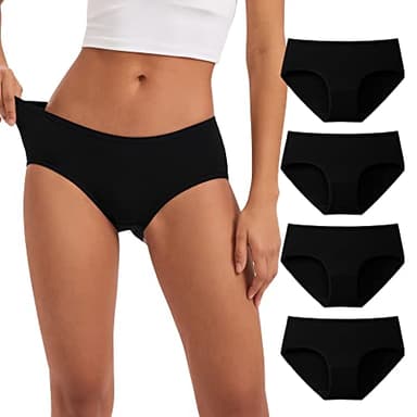 INNERSY Unterhosen Damen Schwarz Baumwoll Unterwäsche Stretch Slips Frauen Set Bequem 4er Pack (M, Schwarz)