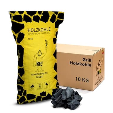 Neandertaler Feuer Holzkohle Grillkohle Buche - 10kg 20kg 30kg Charcoal BBQ Kohle für Grill Smoker Kamin | Grillholzkohle aus Laubholz Buchenholzkohle | Restaurant Qualität (10 kg)