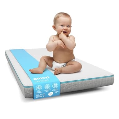 AMORI Babymatratze 70x140 – 8 cm Dicke Baby Bett Matratze – Oeko-TEX Zertifiziert – Matratze 70x140 für Kindermatratze – Kinderbett Atmungsaktiv & Hypoallergen Comfort