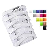 Olukssck 2 Paar 5mm Breite Elastische Schnürsenkel Ohne Binden, Universeller Schuhbänder mit Metall Lock, No Tie Schnürsenkel für Schuhe unterschiedlicher Größe, 100cm lang, Weiß