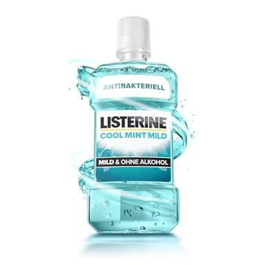 LISTERINE Cool Mint Mild 500 ml, antibakterielle Mundspülung mit ätherischen Ölen und ohne Alkohol, mildes Mundwasser bekämpft wirksam Bakterien, optimale Ergänzung zur täglichen Zahnpflege