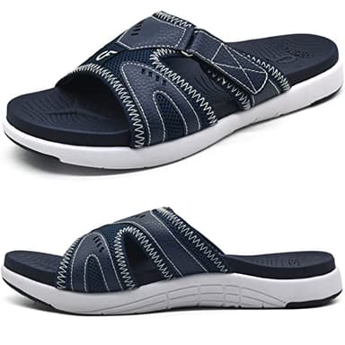 COFACE Herren Sport Recovery Sandalen Plantar Fasciitis weiche Polsterung leichtes Gewicht Bogen Unterstützung orthopädische Badelatschen für Männer Blau Größe 42