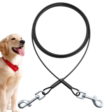 3M Hausleine für Hunde, Leine Hundeleine Chew Proof, Bissfeste Hundeleine Stahlseil,Hofleine Schleppleine für Kleine Hunde Hundekette Joggen Camping Hund und Spazierengehen(Schwarz,3M)