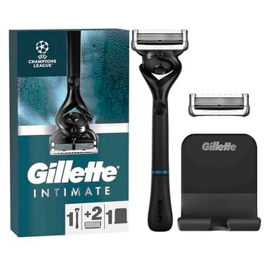 Gillette Body und Intimate Nassrasierer Herren, Rasierer + 2 Rasierklingen, mit Duschaufhänger für einfache Aufbewahrung, Geschenk für Männer
