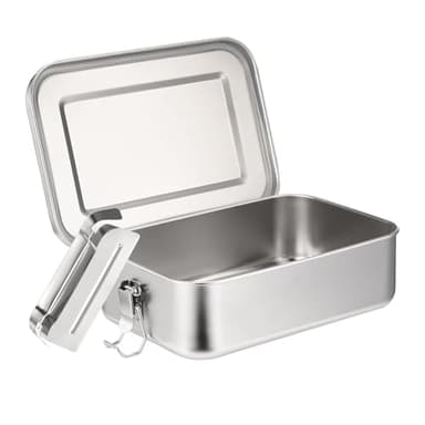 Holtrae Brotdose Edelstahl mit 2 Fächern, 1400ml Lunchbox Auslaufsicher, Lunchbox Bewegliche Trennwand, Brotdosen Metall Umweltfreundlich & BPA-frei, Vesperdose, Pausenbrot, Für Erwachsene & Kinder