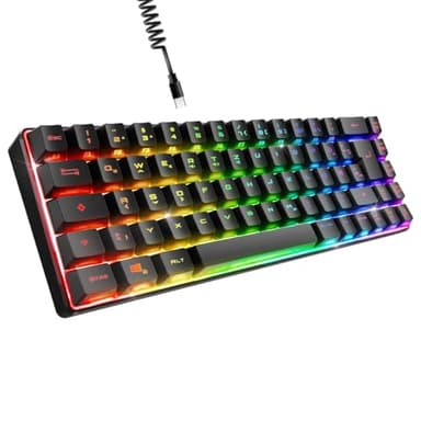 EMPIRE GAMING - K208 Kompakte TKL-Kabelgebundene Tastatur (DE-QWERTZ) 69 Tasten RGB - Abnehmbares USB Type C Kabel Plug & Play - PC/PS4/PS5/Xbox - 23 Anti-Ghosting-Tasten (Schwarz)