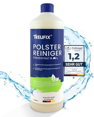 Treufix - Polsterreiniger Konzentrat für Sofa, Couch & Matratzen - Effektives Teppich Reinigungsmittel 1L - Geeignet für Waschsauger, Nasssauger und Handreinigung - Zitrus- Made in DE
