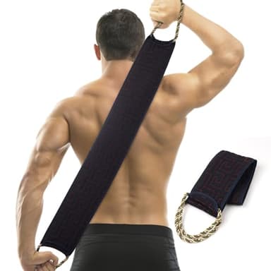 LOPHE Rückenschrubber, Peeling-Rückenschrubber für die Dusche, Doppelseitige Badebürste Rückenschrubber, Natürliche Dusche Körperbürste, Rücken Waschhilfe zum Entfernen Abgestorbener Haut(Dunkelblau)