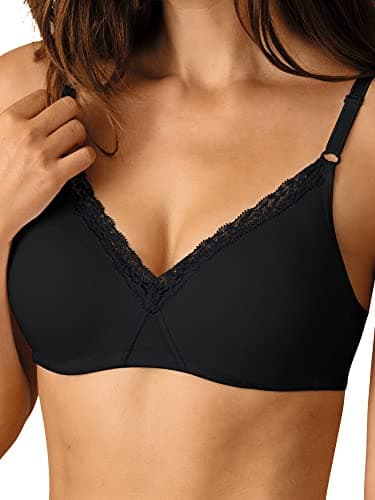 Nur Die Baumwoll Spitzen BH weicher bügelloser Softcup Bra mit nahtlosen, doppellagigen Cups unsichtbar unter der Kleidung Damen, schwarz, 85C