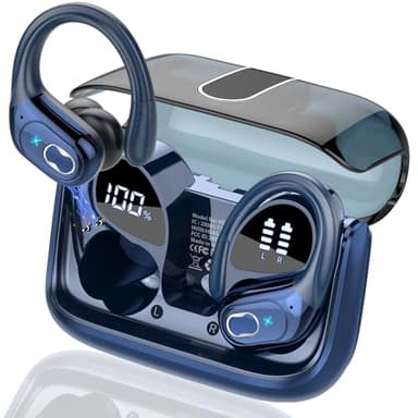 STECEi AI Kopfhörer Übersetzer, 3-in-1Bluetooth 5.4 Echtzeit Sprachübersetzer Kopfhörer 164 Sprachen mit App, 75Std Übersetzer mit Ohrhaken und ENC Mic, 6 Übersetzungsmodi für Business, Blau