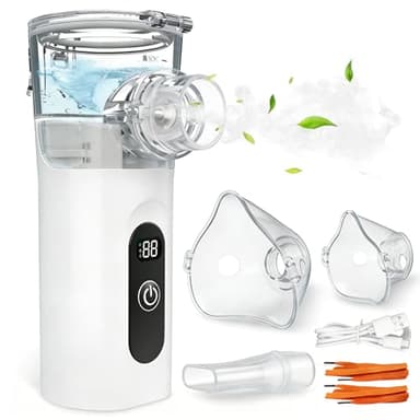 Inhaliergeräte für Erwachsene, Inhaliergerät Tragbar Leise Inhalationsgerät für Kinder 2 Sprühmodi mit Automatische Reinigung USB-C Ladung Vernebler Inhaliergerät für Reise und Zuhause