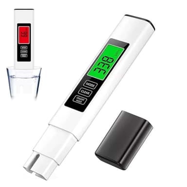Neues 4-in-1 TDS Messgerät Digitaler Wasser Tester, Wasserqualitätstest Meter, 4 in 1 Digital TDS/EC/TEMP Wasser Tester für Trinkwasser, PPM Messgerät Wasser für Tap, Pool, Aquarium (Weiß)