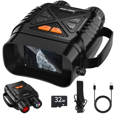 GlobalCrown Nachtsichtgerät,Fernglas mit nachtsicht für Erwachsene mit 10x Zoom & 7 Stufen Infrarot nachtsichtgeräte für Fotos und Videos,Nachtsichtfernglas für Jagd,Wildtierbeobachtung und Camping