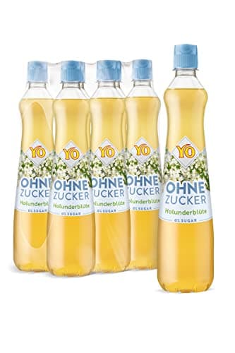 YO Sirup Holunderblüte (6 x 700 ml) – ohne Zucker, nur 2 Kalorien in 100 ml Fertiggetränk, vegan – 1x Flasche ergibt bis zu 6 Liter Fertiggetränk