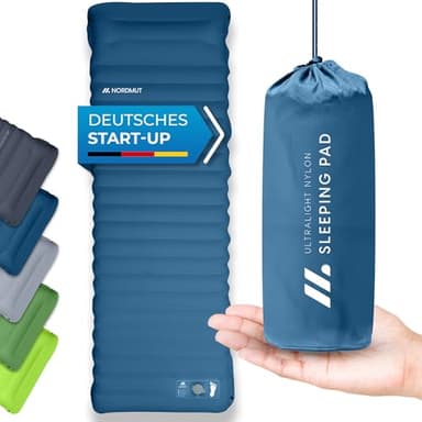 NORDMUT® Isomatte Schnellaufblasend mit integrierter Fußpumpe 10 cm - Isomatte Camping mit kleinem Packmaß - Outdoor Matratze für müheloses aufpumpen - Camping Matratze ultra komfortabel